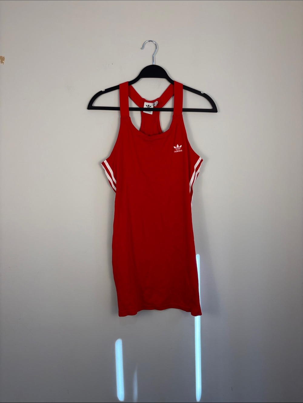 Adidas Originals Adicolor Racerback Red Dress with White Stripes Size Medium - Picture 3 of 15